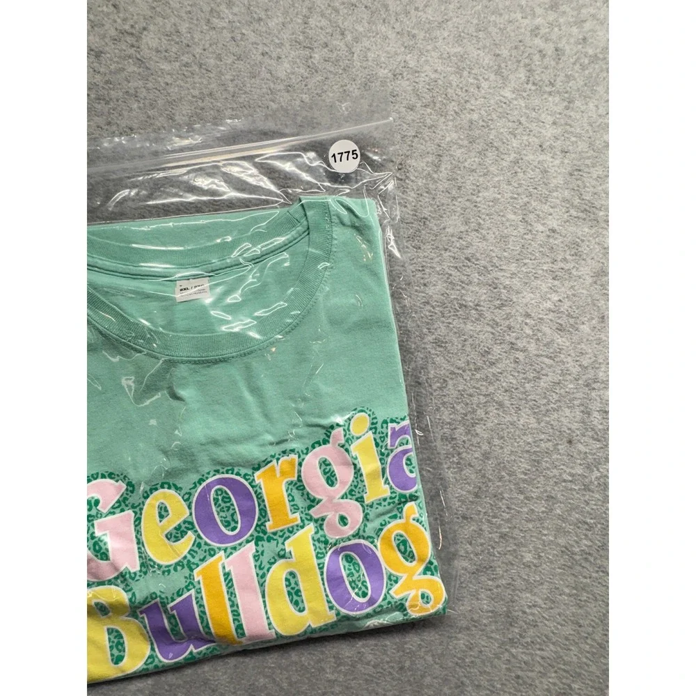 Hanes Georgia Bulldogs T-Shirt Mens 2XL Mint Green Graphic UGA NCAA Tee